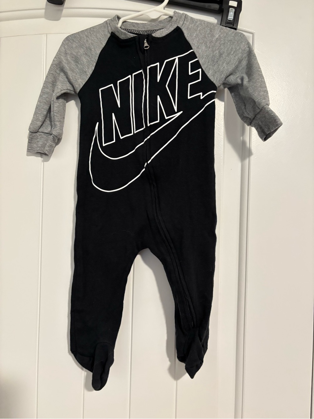 Nike Black and Gray Infant Zip-Up Footed One-Piece Sleeper
